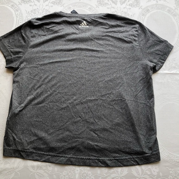 Adidas Gray Elastic T-Shirt Women’s Size S Activewear Short Sleeves Dri-Fit Logo - Picture 14 of 16